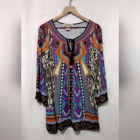 Flying Tomato Artsy Blouse Dress Women's S Multicolor Boho Retro 90s Y2K Casual - Picture 1 of 7